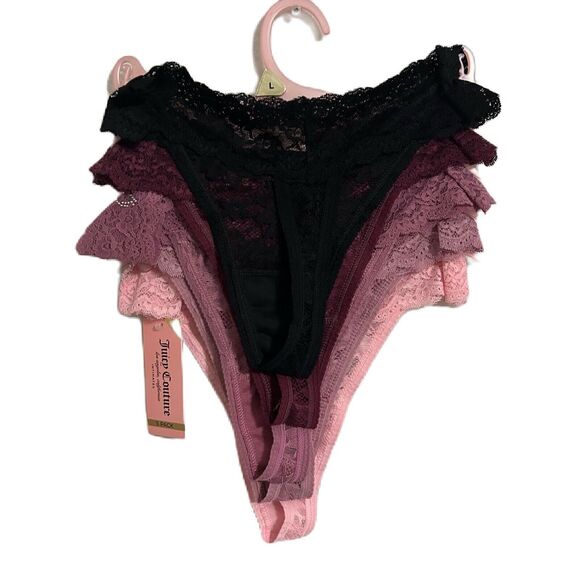 Juicy Couture Panties Women Large 5 pk JC9889 NoLine Thong Lace Logo Stretch NWT - Picture 2 of 8